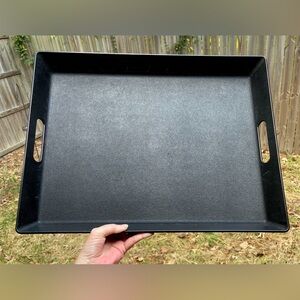 Large Black Serving Tray with Cut Out Handles. Heavy Plastic Decor Party Tray